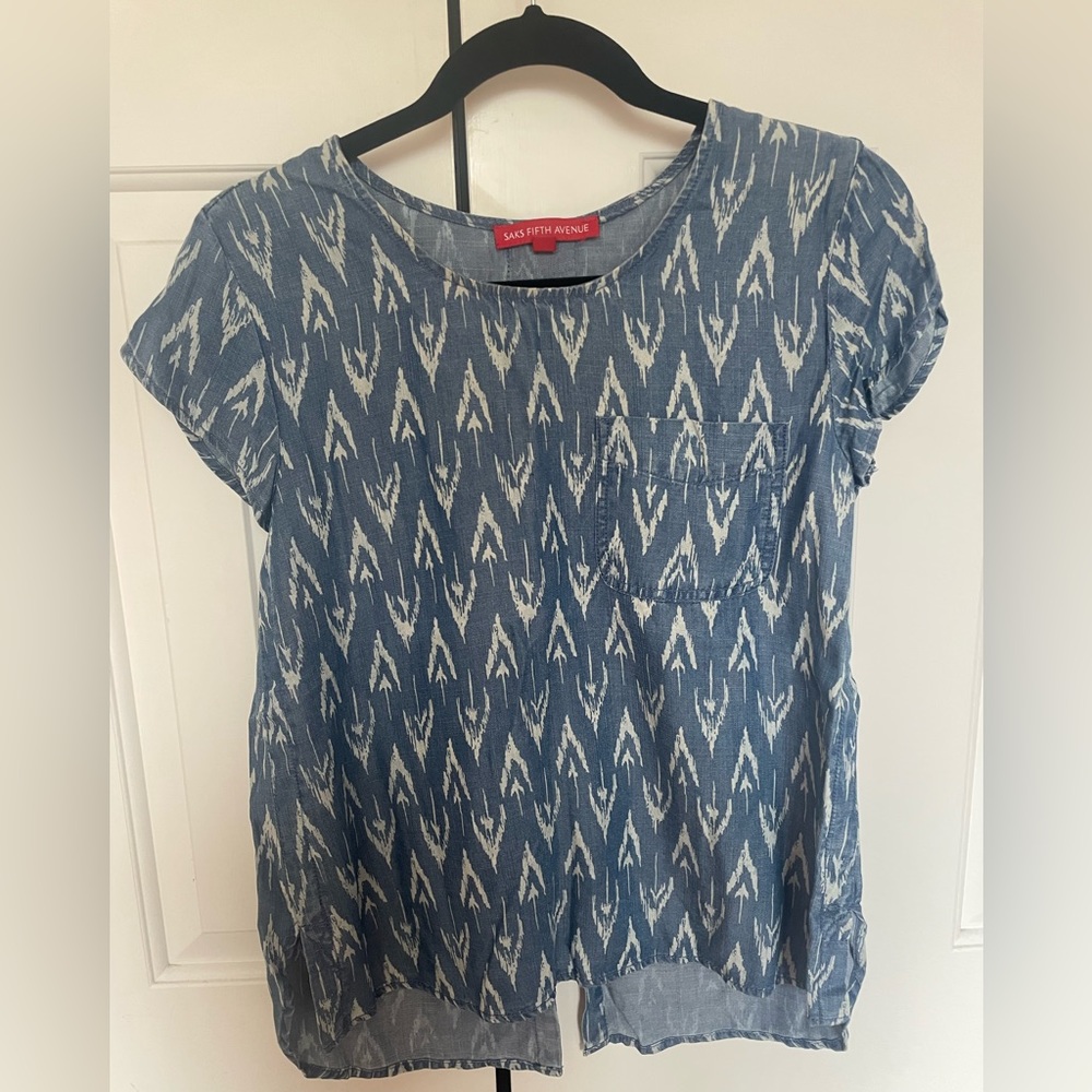 Saks Fifth Avenue Denim Printed Short-Sleeve Top